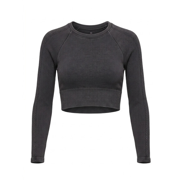 OFFLINE by Aerie Tops - OFFLINE‎ by Aerie Ribbed Seamless Long Sleeve Cropped Athletic Top Black M